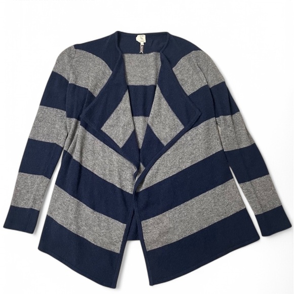 Qi Cashmere Striped Cardigan, Size M - Picture 1 of 5